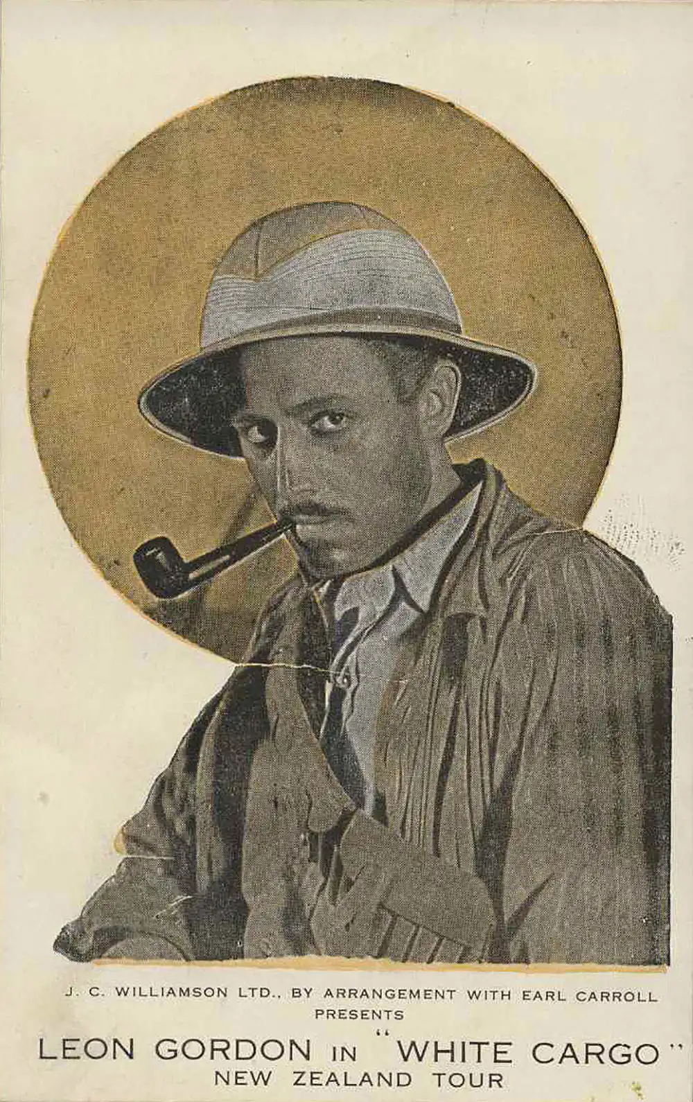 Postcard. Leon Gordon in his own play, <em>White cargo</em>. New Zealand tour.